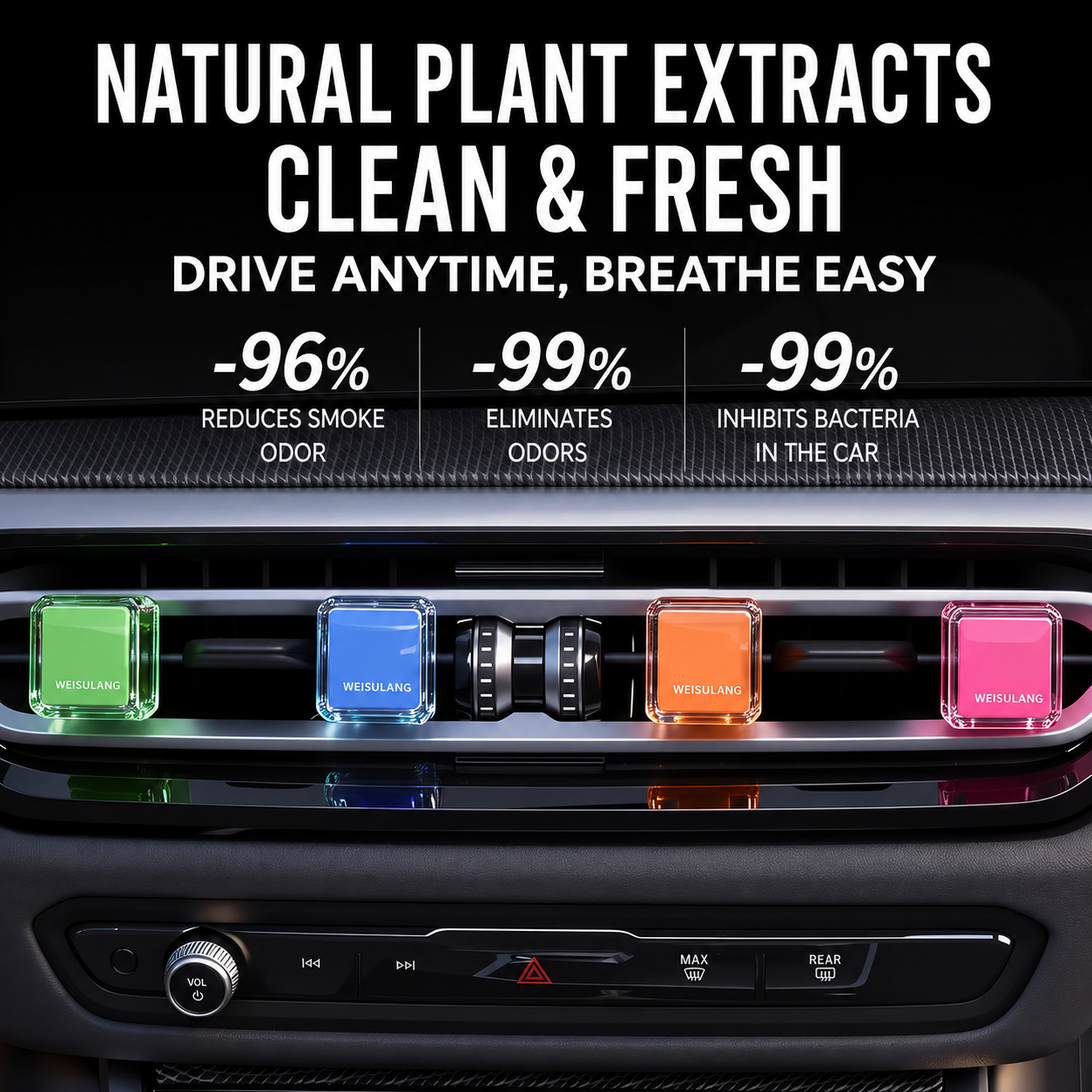 AeroCube™ Premium Car Air Freshener Vent Clip | Long Lasting 90+ Days | Luxury Perfume Fragrance | Natural Odour Eliminator | Stylish Crystal Cube Design | Car AC Vent Air Freshener