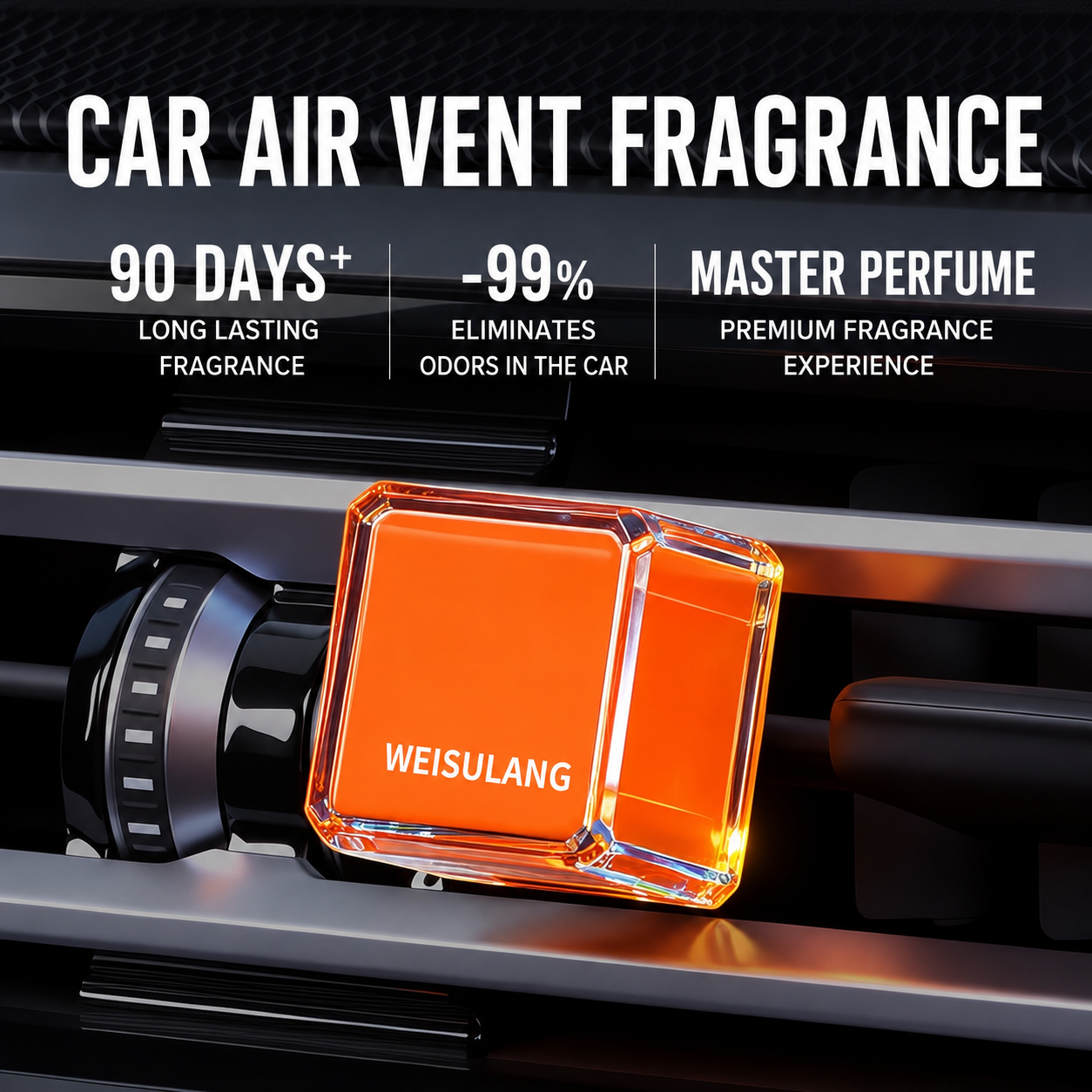 AeroCube™ Premium Car Air Freshener Vent Clip | Long Lasting 90+ Days | Luxury Perfume Fragrance | Natural Odour Eliminator | Stylish Crystal Cube Design | Car AC Vent Air Freshener