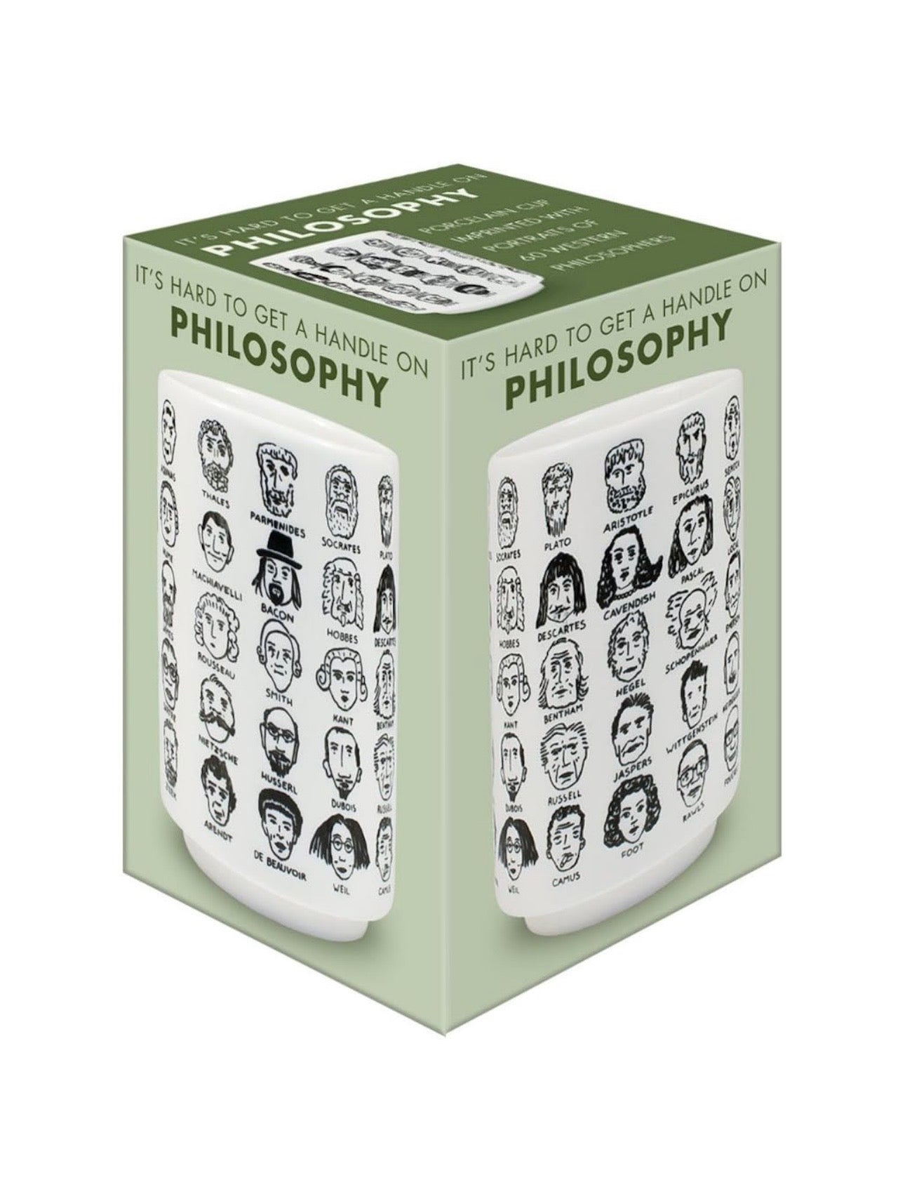 It's Hard to Get a Handle on Philosophy - Porcelain Tea Cup Featuring 60 Western Philosophers (ECO PACKAGE)