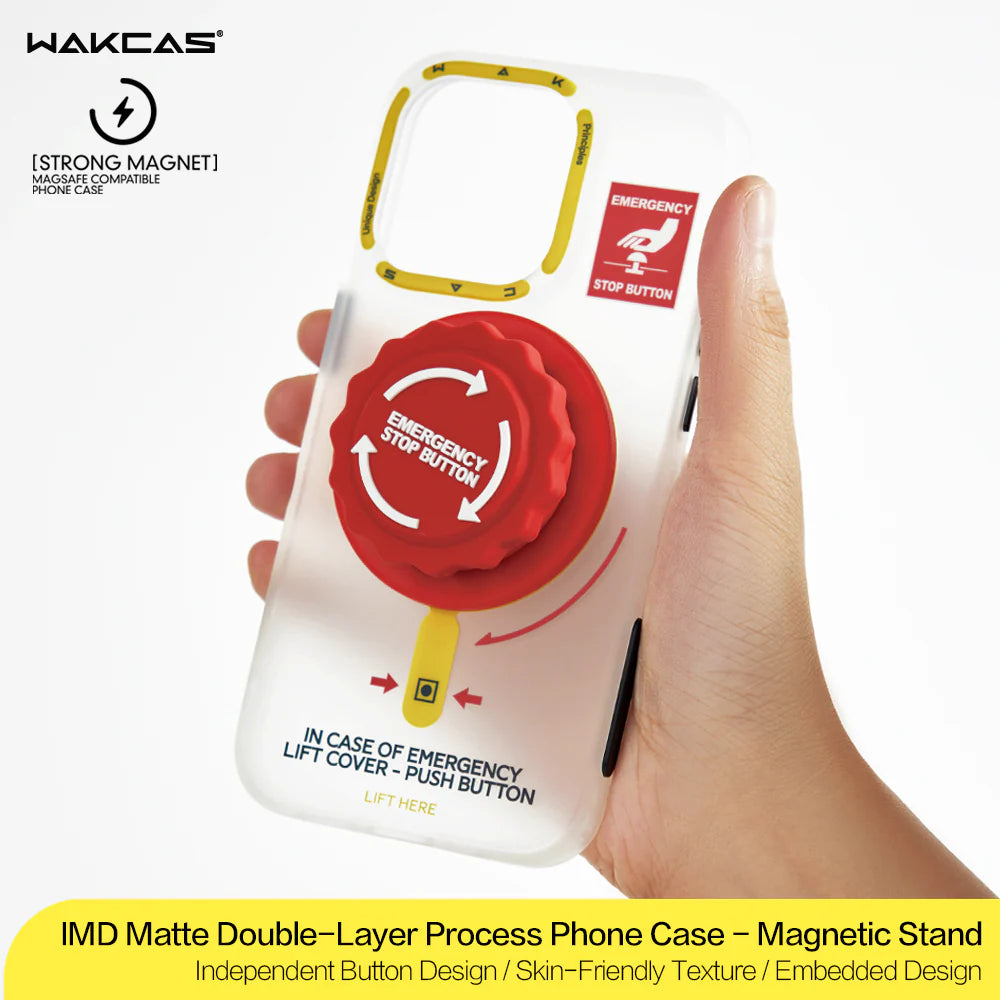 WAKCAS Emergency Switch Magnetic iPhone Magsafe Case (with optional pop socket)