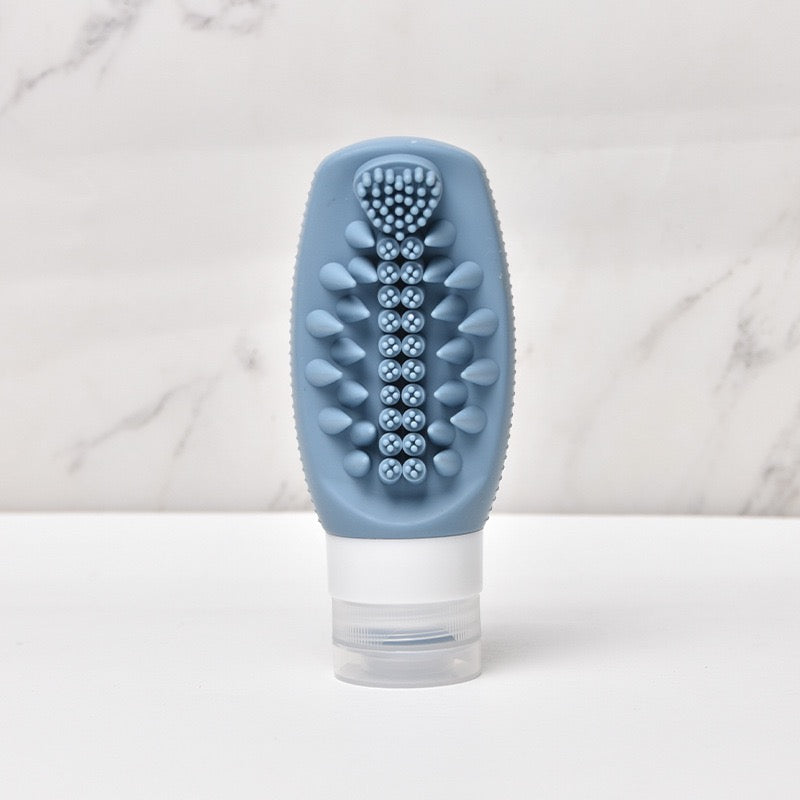 2 in 1 Silicone Travel Bottles with Built-in Scalp Scrubber 90ml (2 Pack)