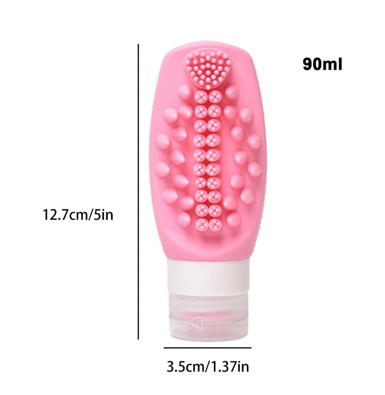 2 in 1 Silicone Travel Bottles with Built-in Scalp Scrubber 90ml (2 Pack)