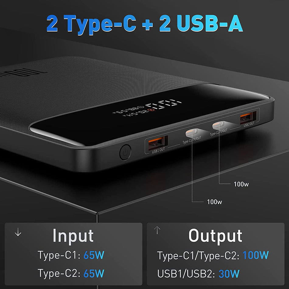Baseus Blade HD 20000mAh Large Capacity 100W Power Bank Charger for Smartphones & MacBooks