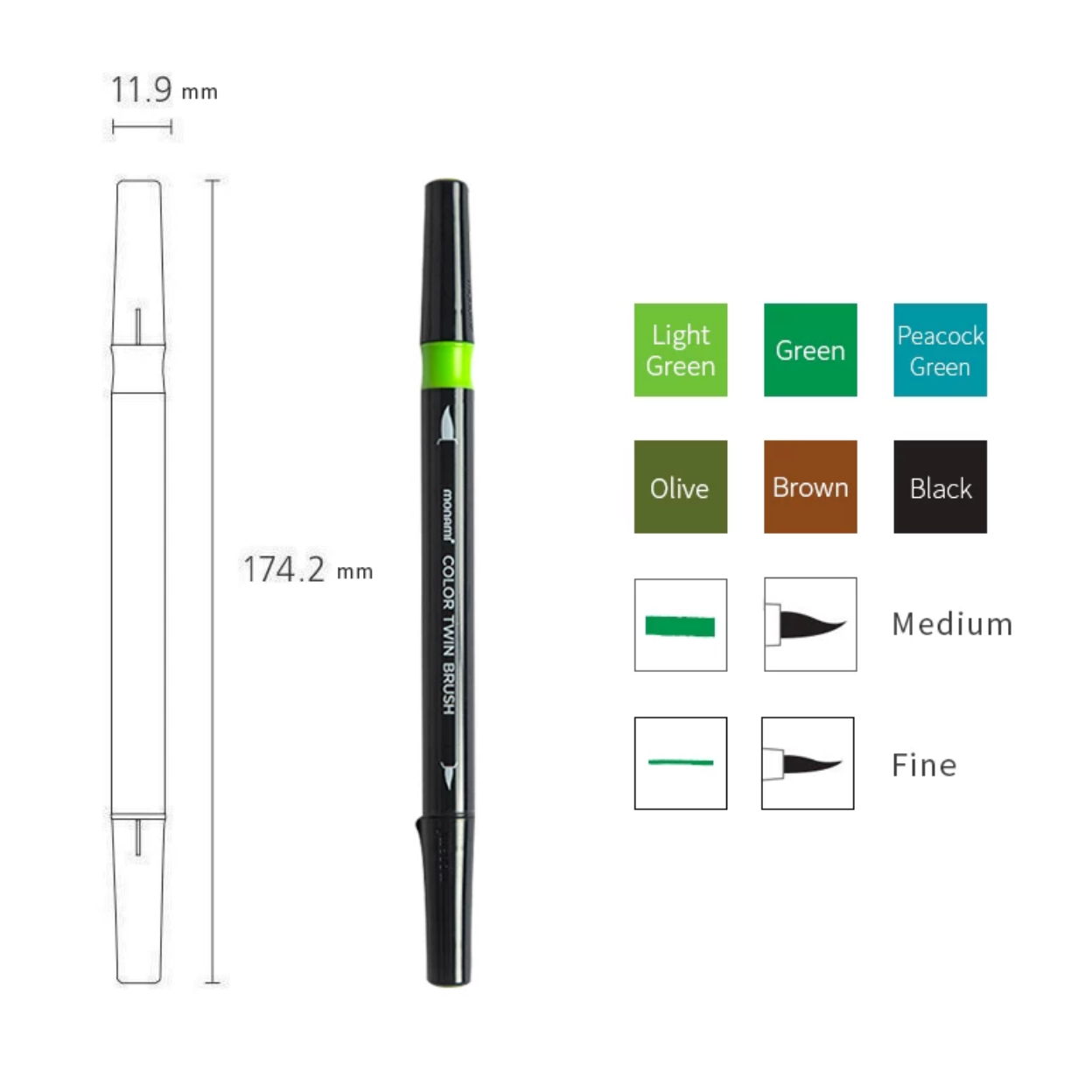 MONAMI Korean Color Twin Brush Marker Set