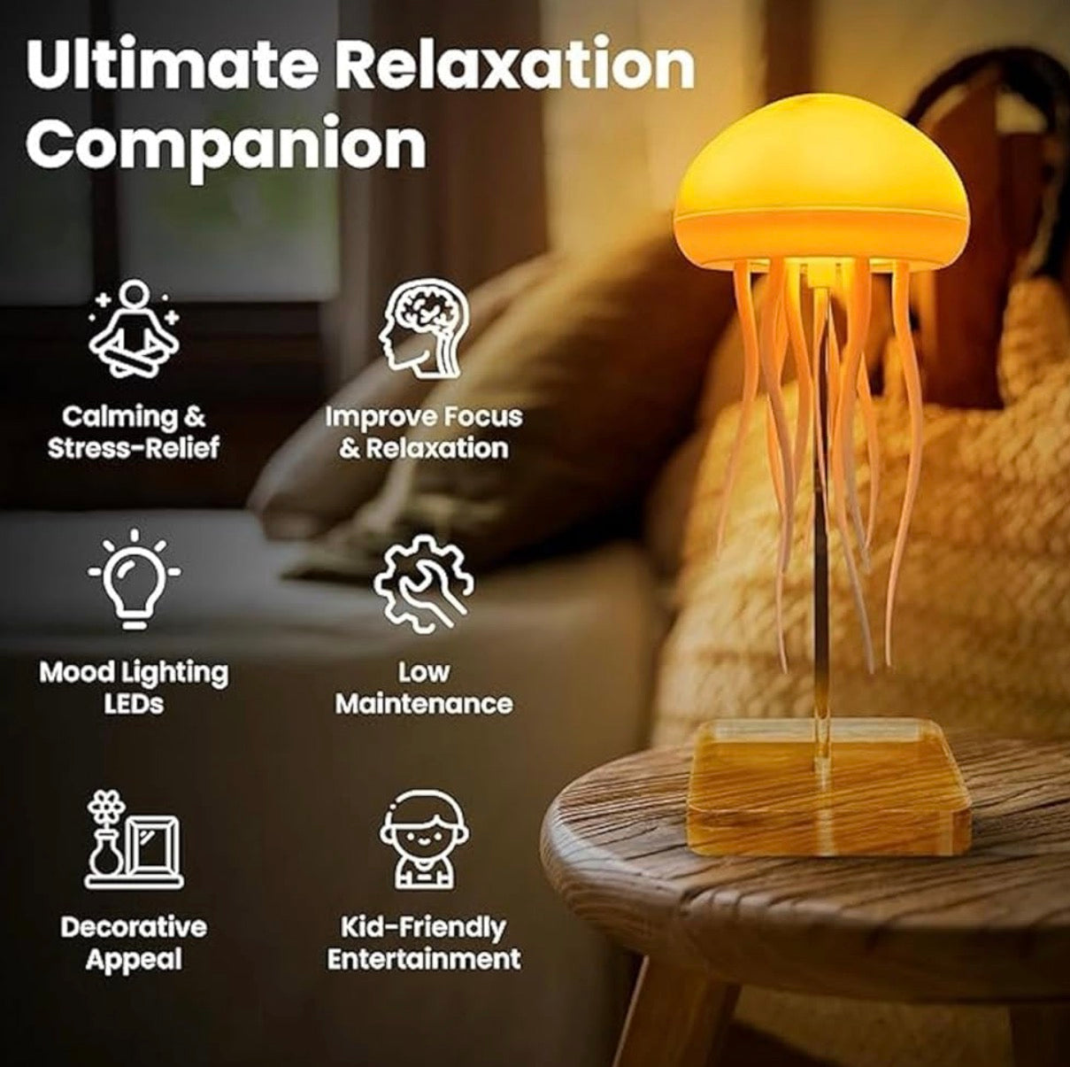Aurora Jellyfish Mood-light lamp with Ambient Lighting Sound responsive with built in Rechargeable battery.