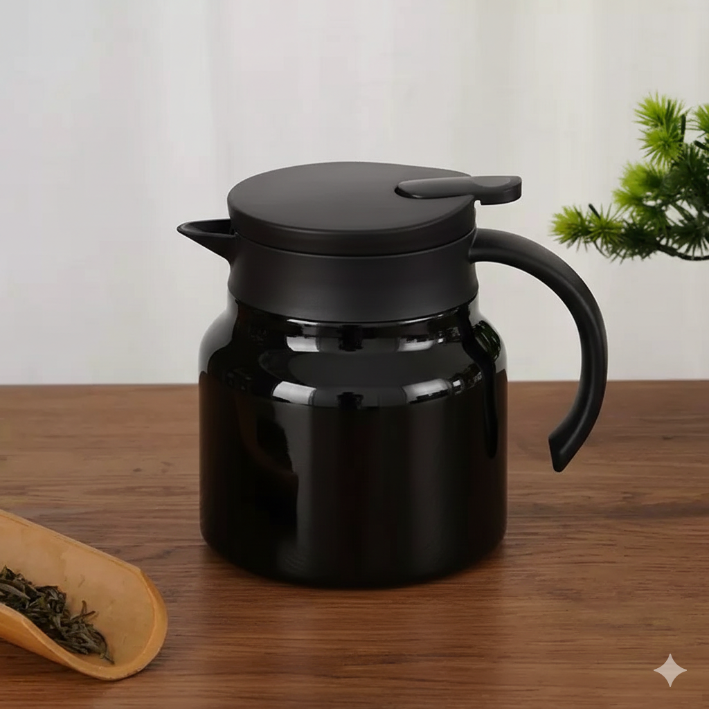 Teapot with Steel Infuser 1000ml | Insulated Thermosteel Carafe with Handle | BPA-Free, Keeps Drinks Hot & Cold for Home Office Travel Outdoor Cafe