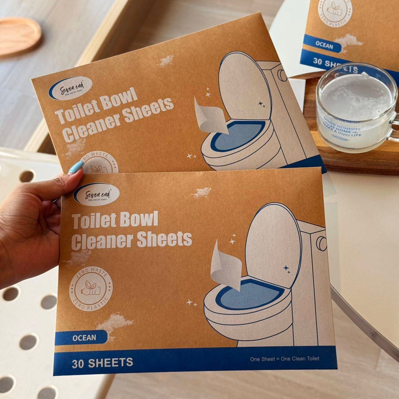 Dissolvable Toilet Bowl Cleaner Sheets (No Bottles, Easy Clean, Quick-Dissolving, Mess-Free, Septic-Safe Cleaning for Home & Office)