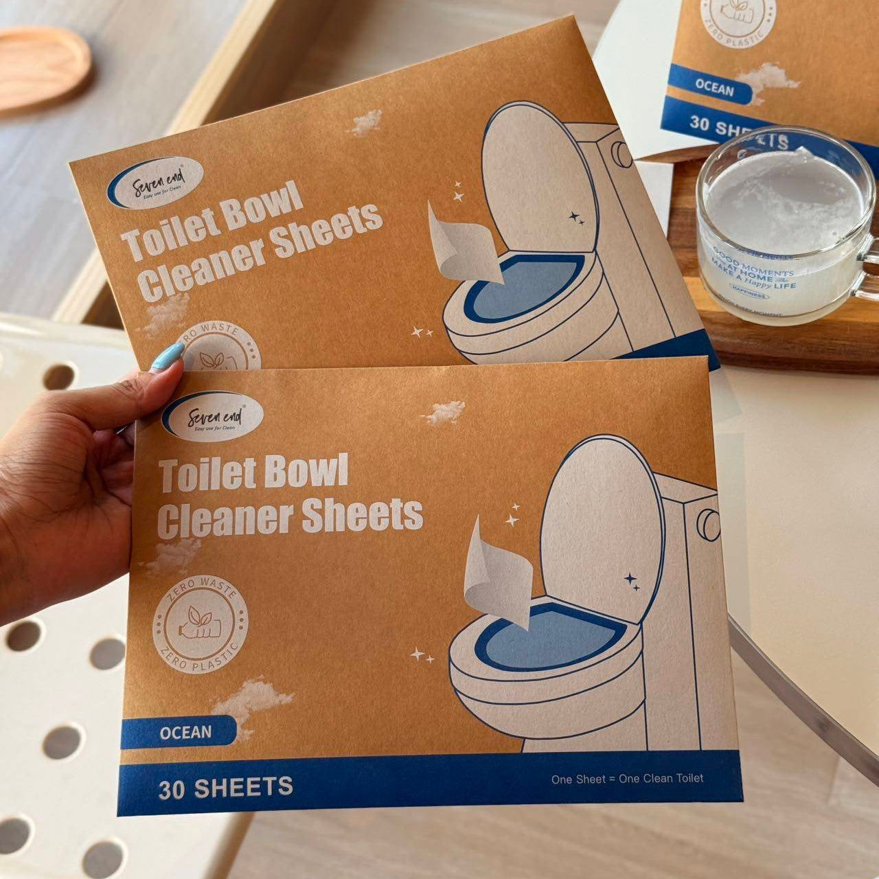 Dissolvable Toilet Bowl Cleaner Sheets (No Bottles, Easy Clean, Quick-Dissolving, Mess-Free, Septic-Safe Cleaning for Home & Office)
