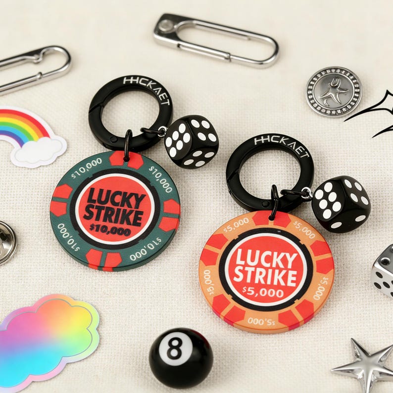 Lucky Poker chip Keychain Bag Charm