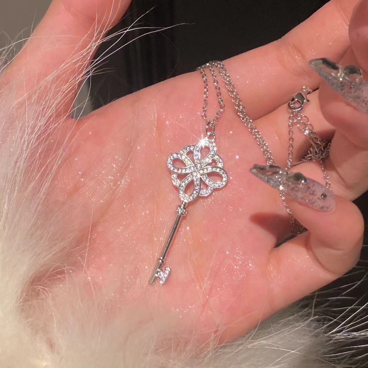 Diamond key necklace