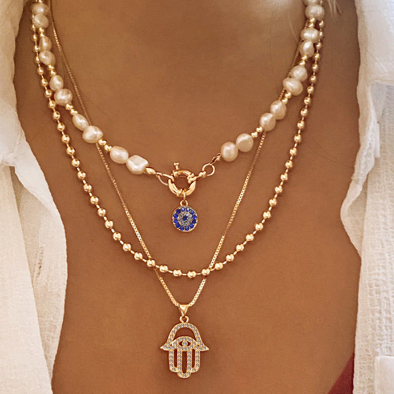 Divine protection layered necklace