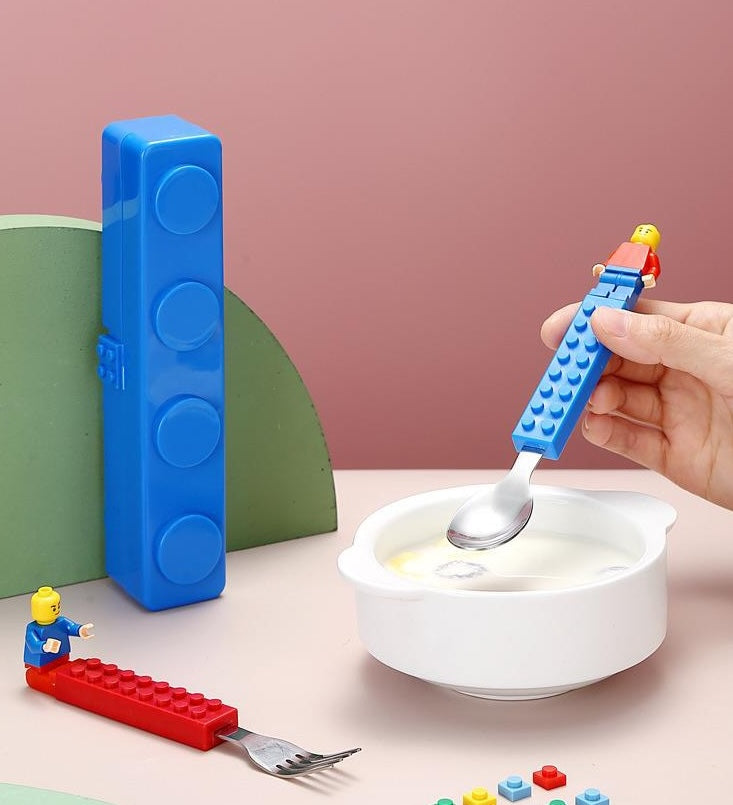 Stainless Steel Building Blocks Cutlery Set for Kids