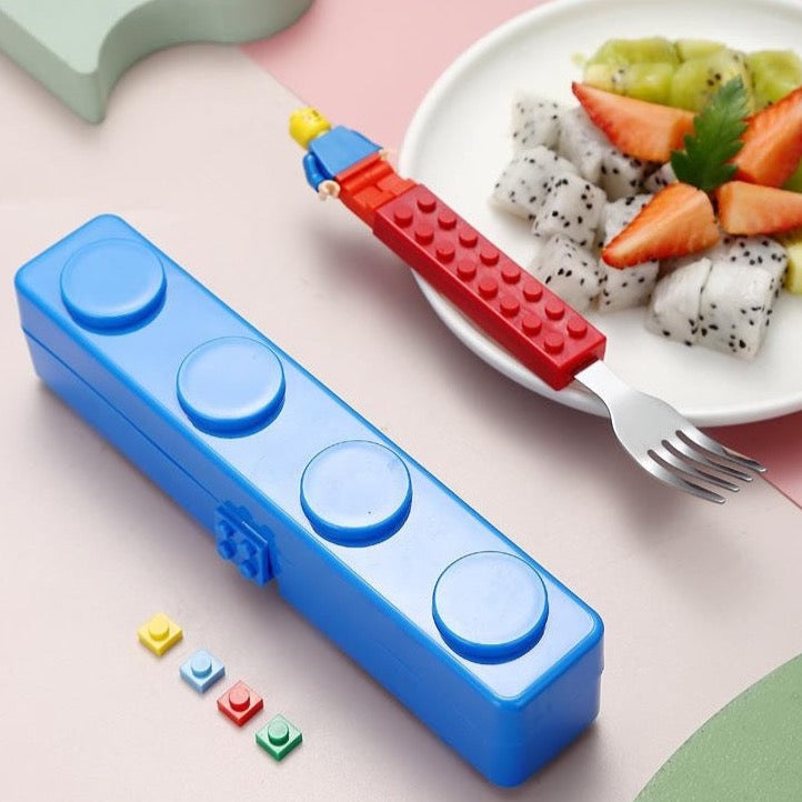 Stainless Steel Building Blocks Cutlery Set for Kids