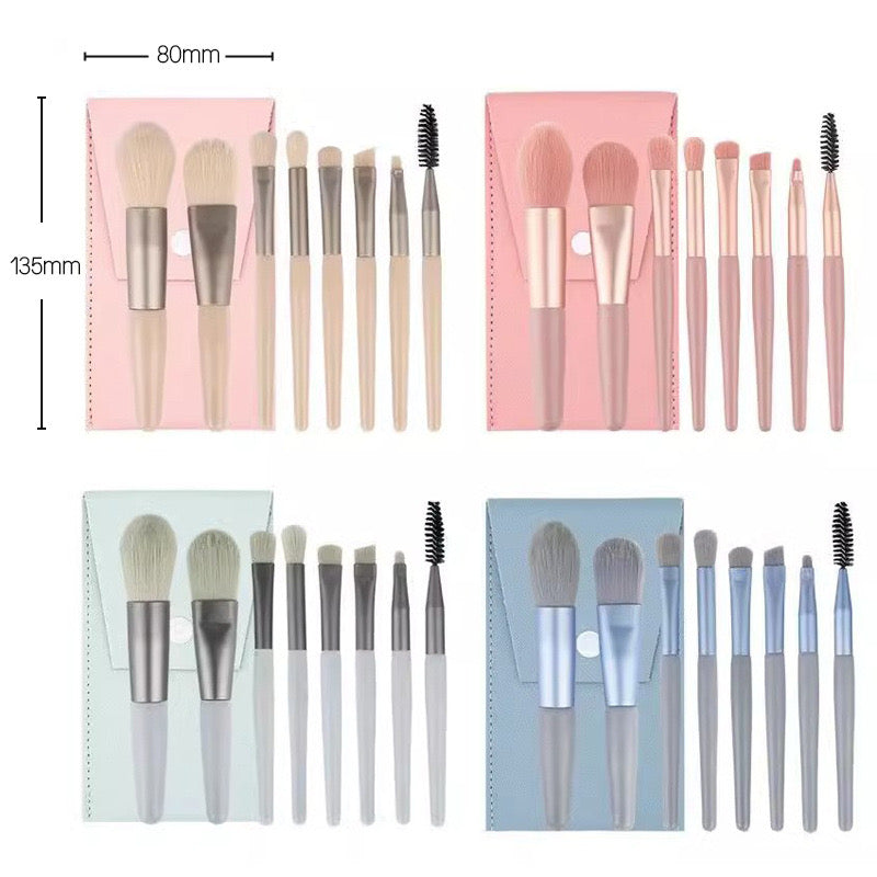 8pc Makeup Brush Set with carry case