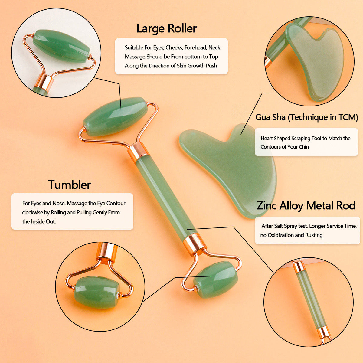 Facial Toning & Massage Beauty Tool (Roller + Guasha Set)