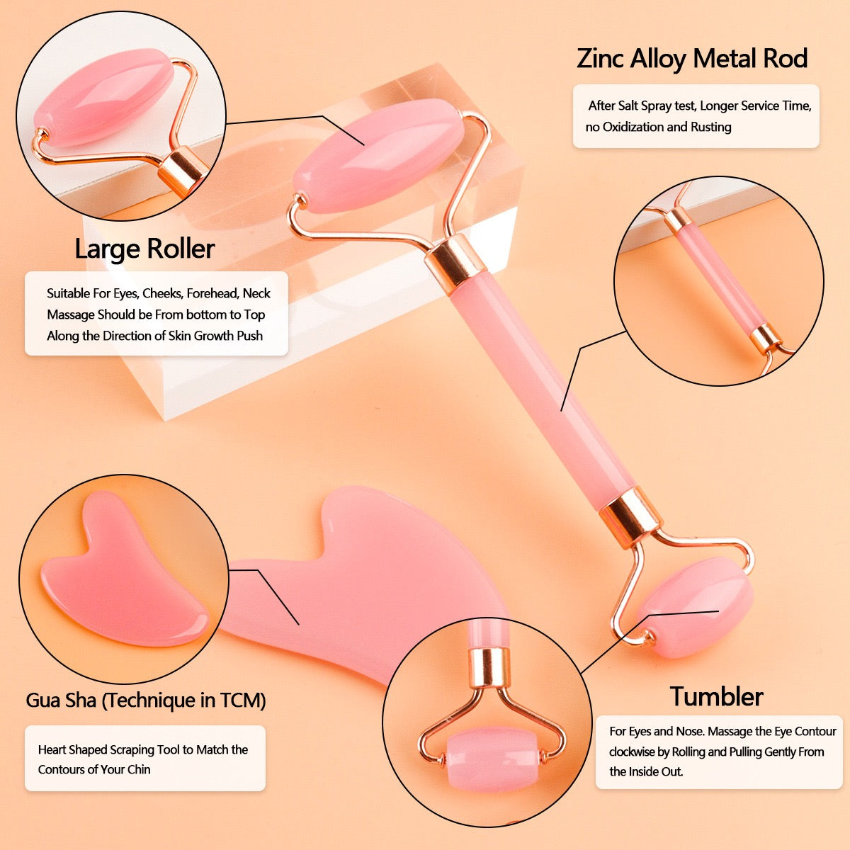 Facial Toning & Massage Beauty Tool (Roller + Guasha Set)