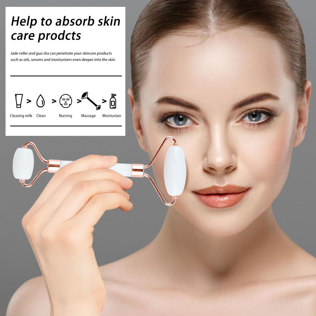 Facial Toning & Massage Beauty Tool (Roller + Guasha Set)