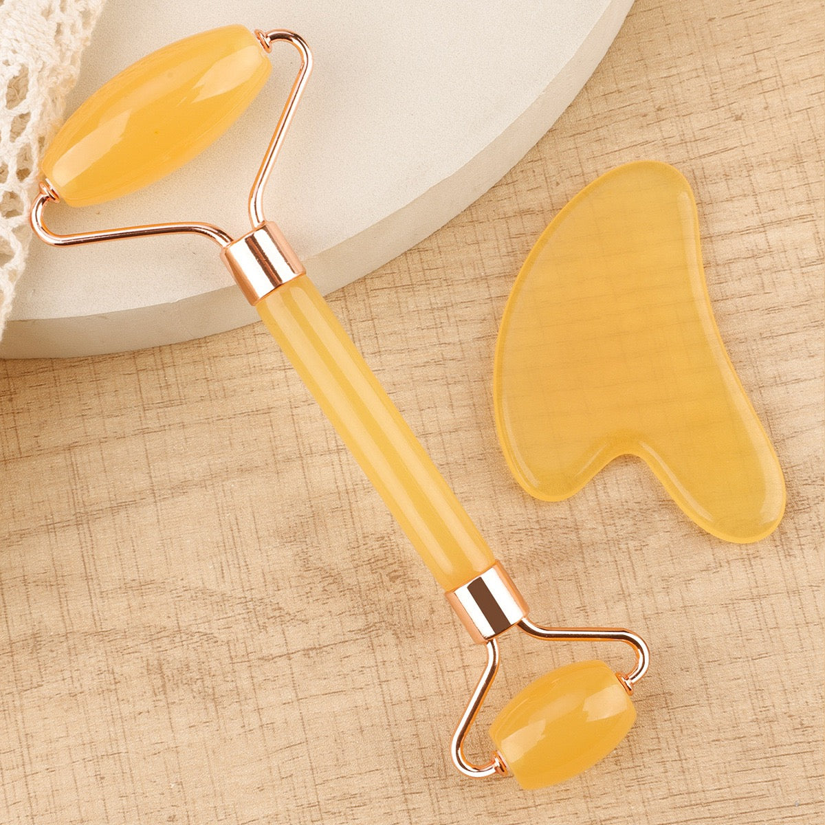 Facial Toning & Massage Beauty Tool (Roller + Guasha Set)