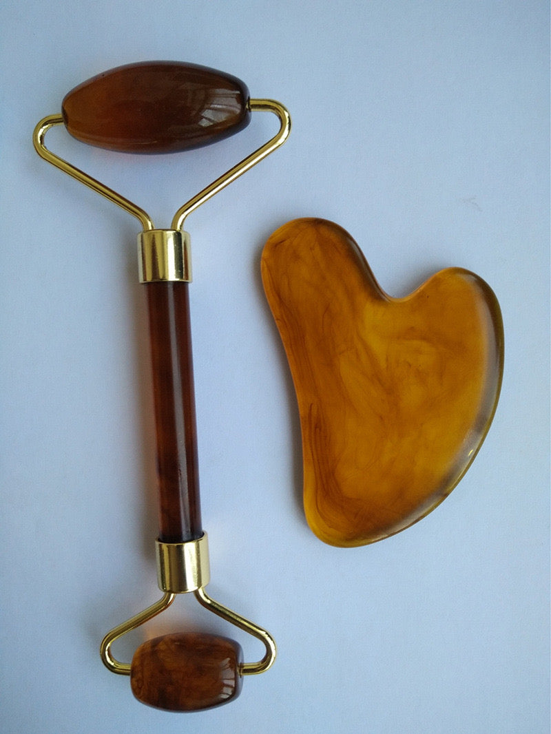 Facial Toning & Massage Beauty Tool (Roller + Guasha Set)