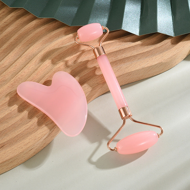 Facial Toning & Massage Beauty Tool (Roller + Guasha Set)