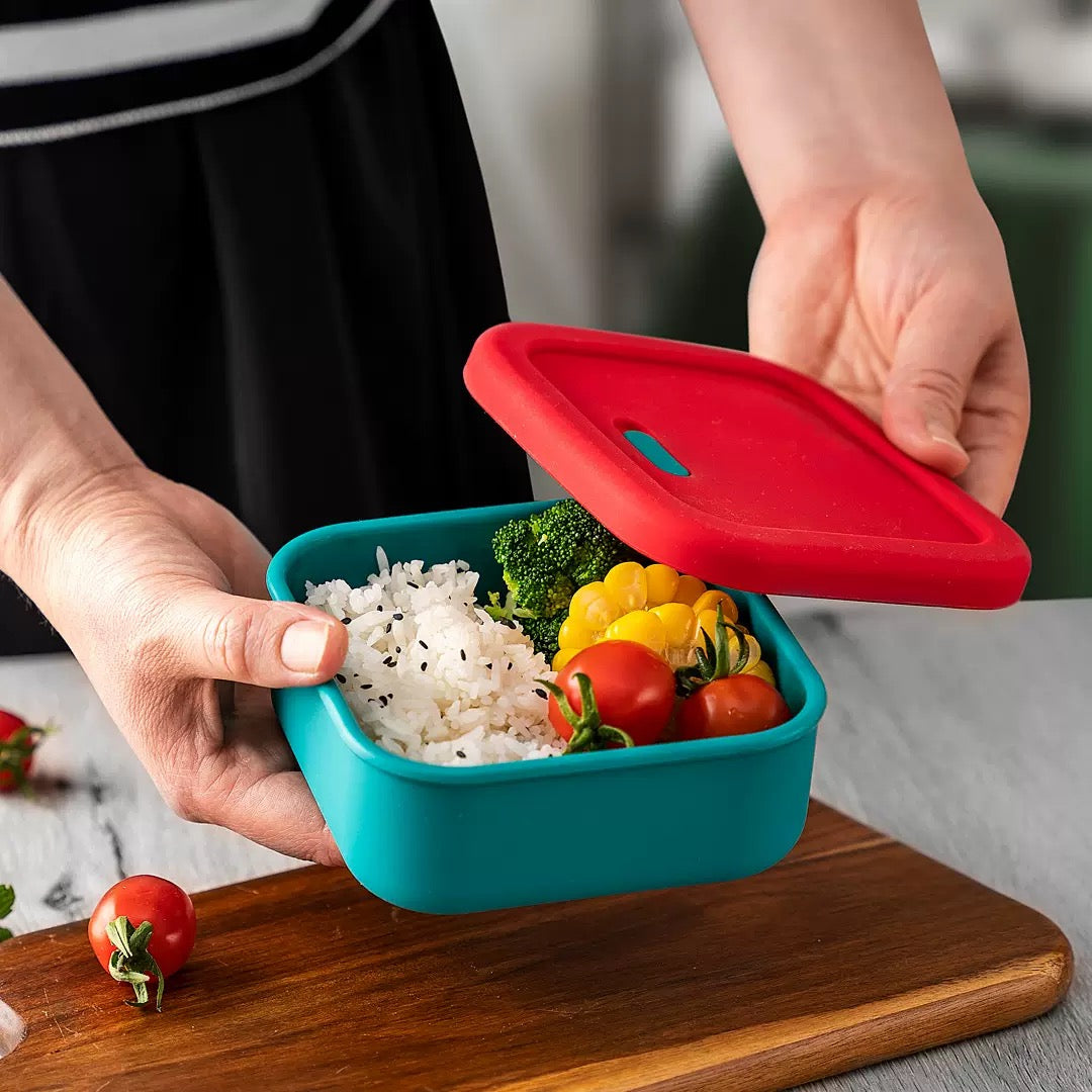 Silicone Food Storage Containers With Exhaust Valve-Food Grade BPA Free Reusable.