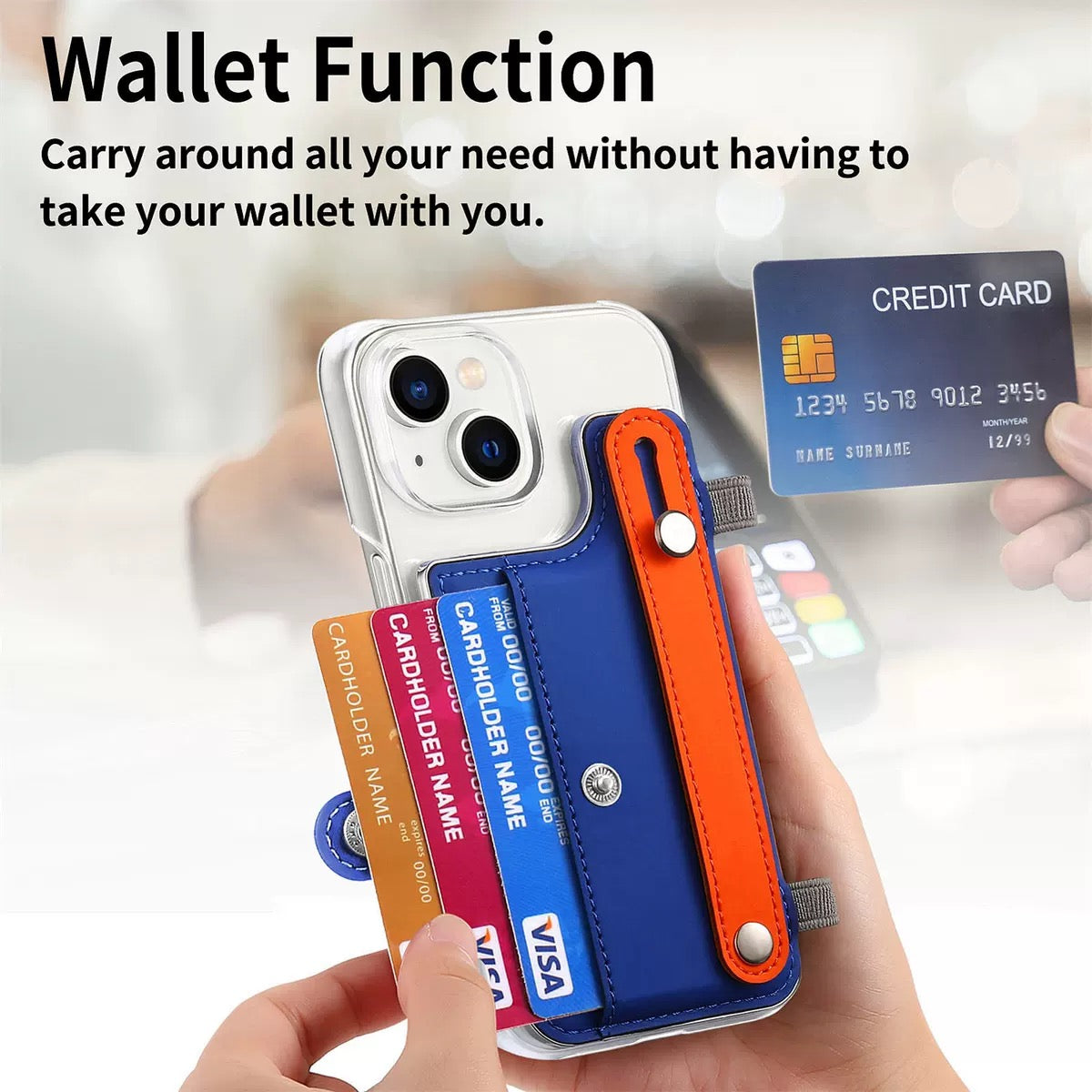 Transparent iPhone case with Stick on iPhone Card wallet for iPhone 16 series