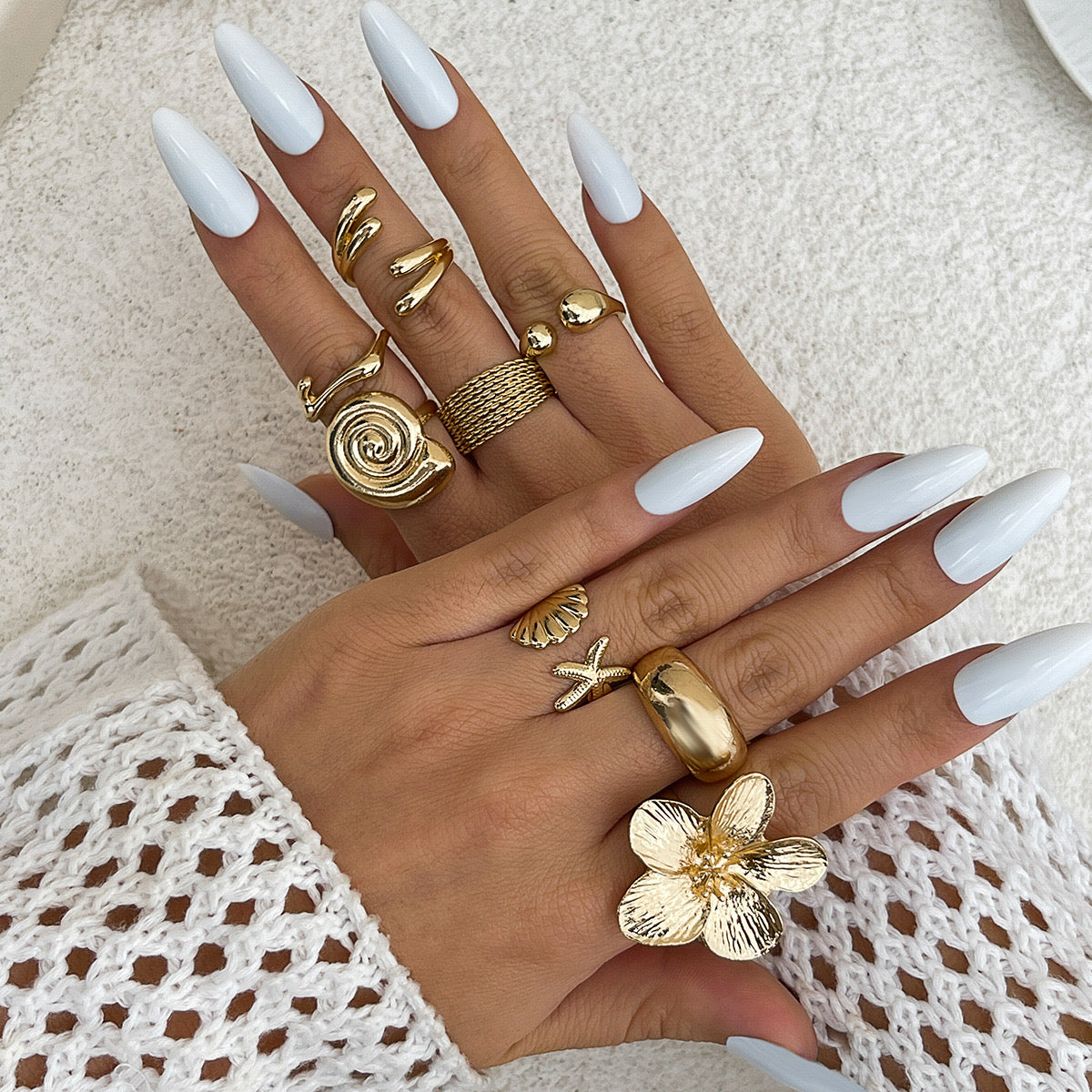 Celestial Eight Rings Waterproof/ Anti-tarnish - 8pc Set