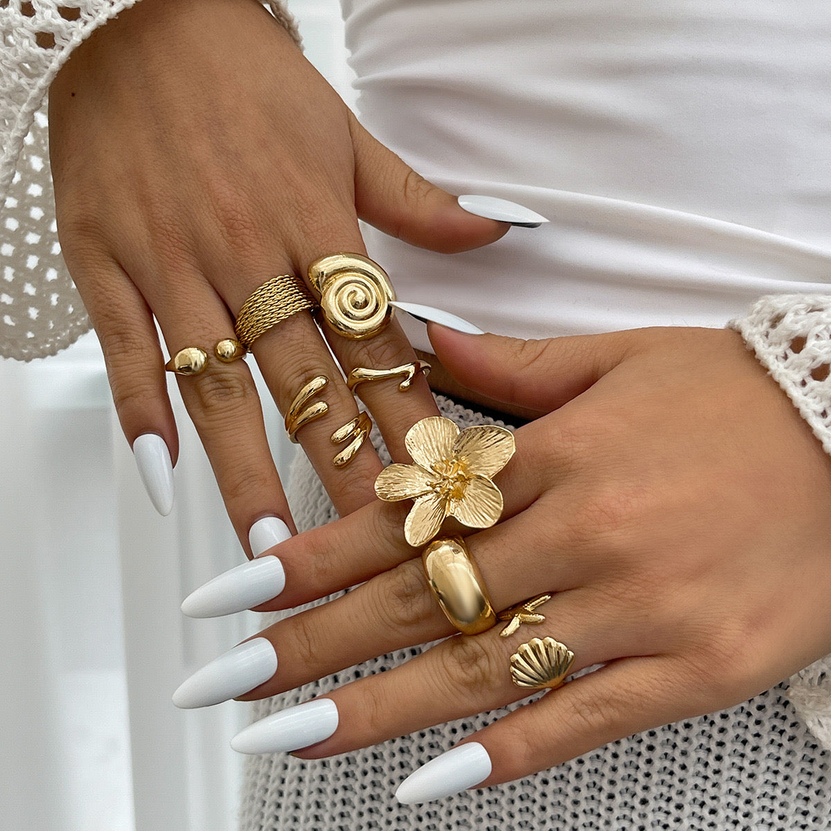 Celestial Eight Rings Waterproof/ Anti-tarnish - 8pc Set