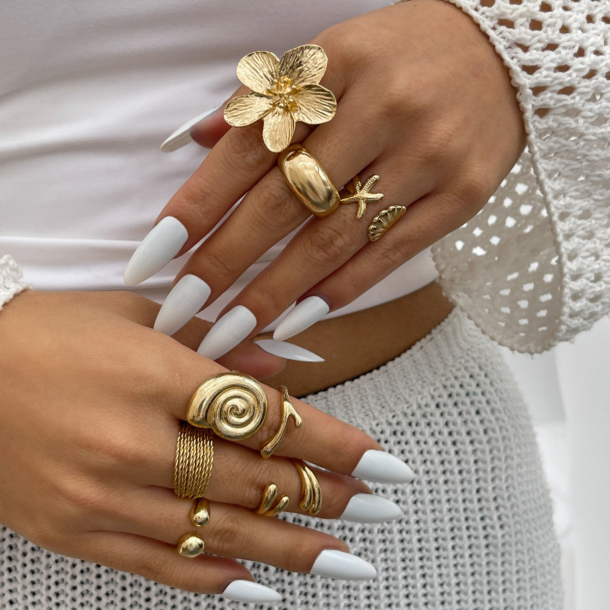 Celestial Eight Rings Waterproof/ Anti-tarnish - 8pc Set