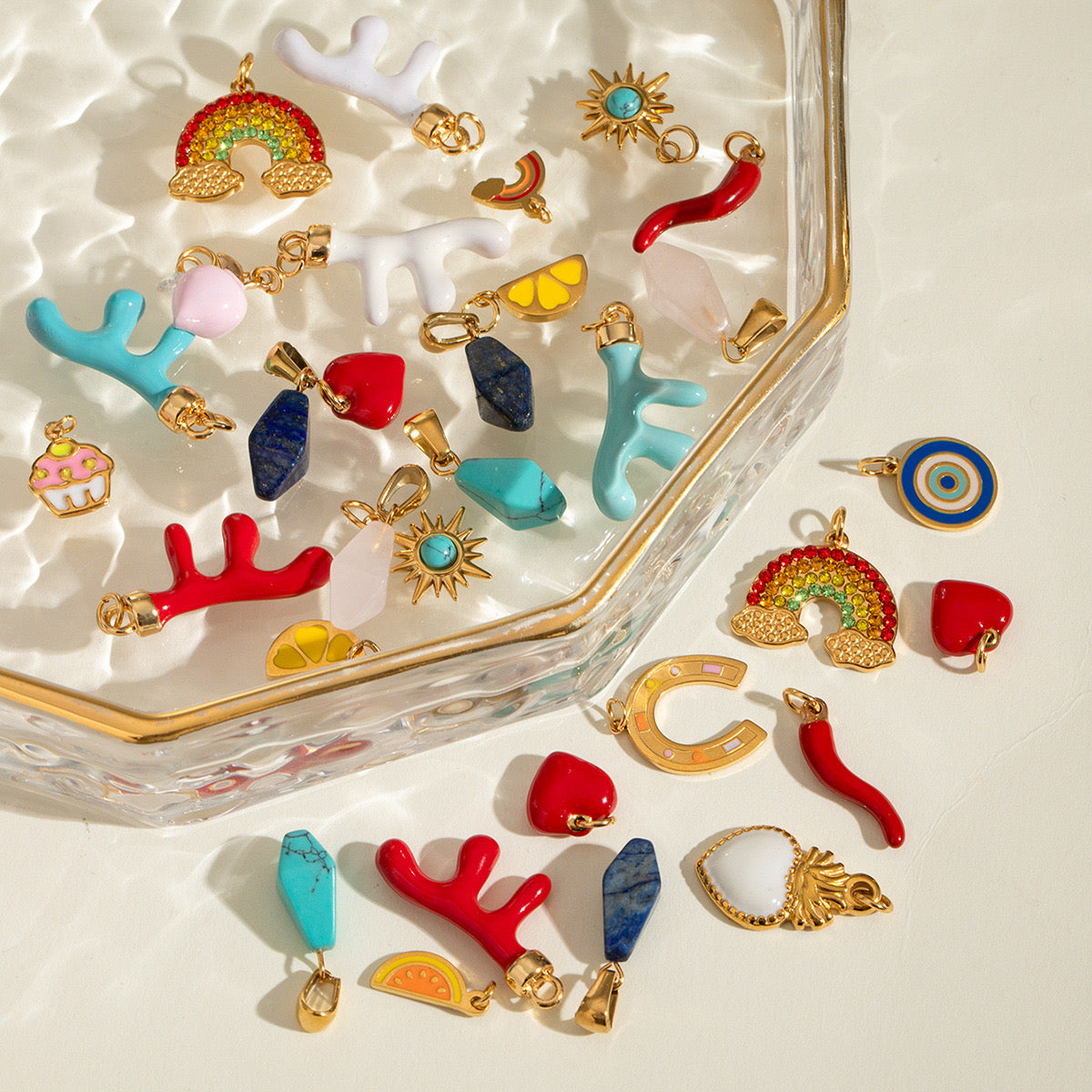 Trinket Trove Gold Plated Stainless Steel Hypoallergenic Pendants / Charms Series & Paper clip Link Chain Optional