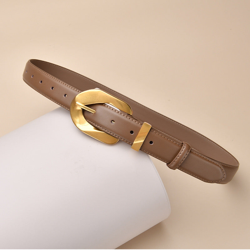 The Knot Ladies Leather Belt with Gold Plated Stainless Steel Buckle