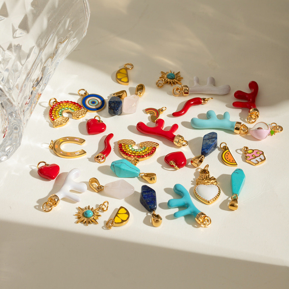 Trinket Trove Gold Plated Stainless Steel Hypoallergenic Pendants / Charms Series & Paper clip Link Chain Optional