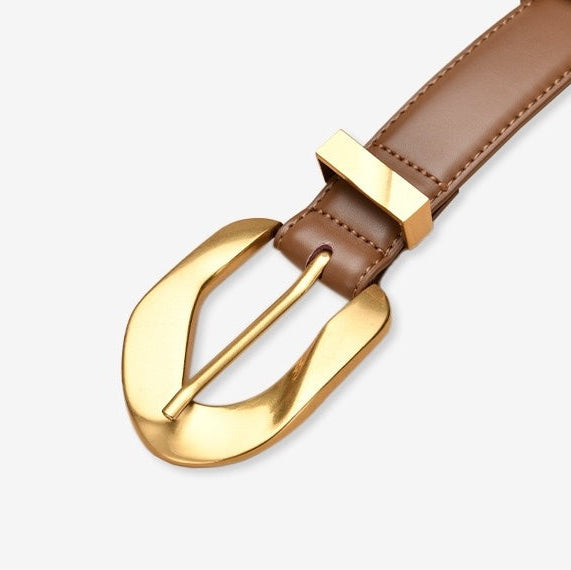 The Knot Ladies Leather Belt with Gold Plated Stainless Steel Buckle