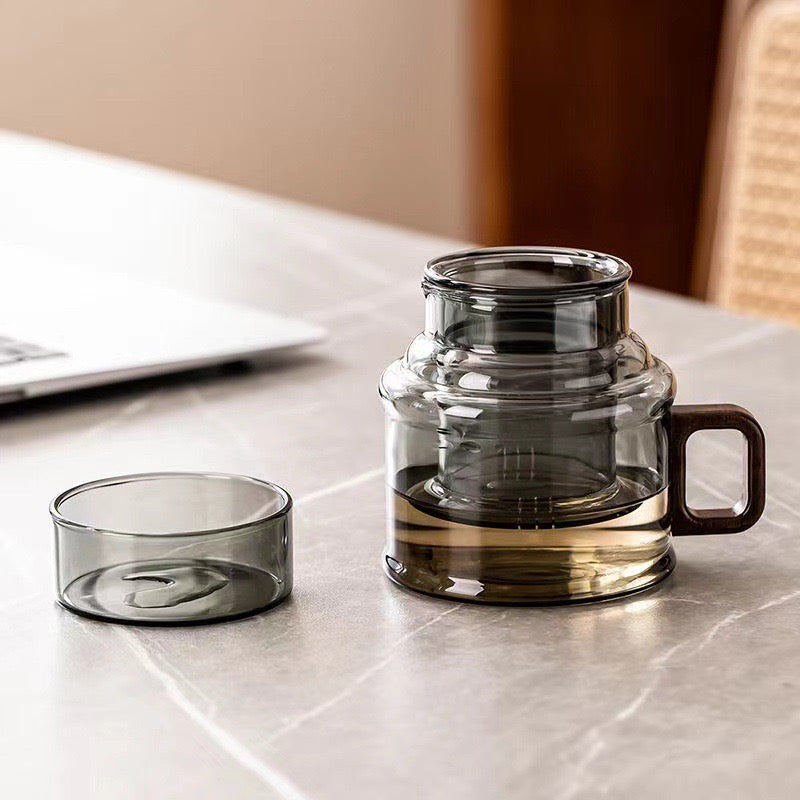 Tinted Borosilicate Glass mini Green Tea pot with Diffuser - 400ml