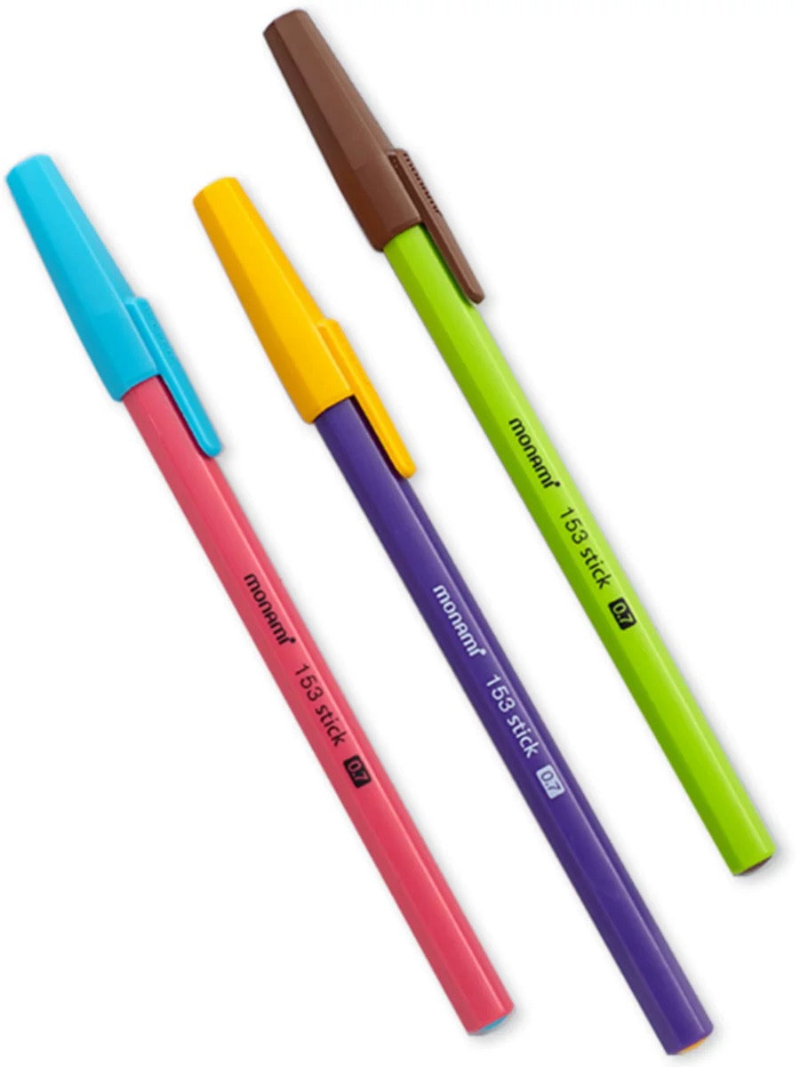 Korean Monami 0.7mm Black Ballpoint Pens (set of 12)