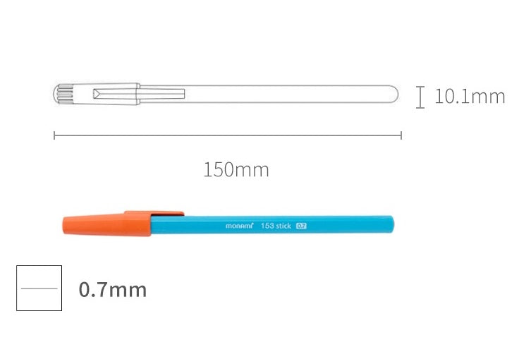 Korean Monami 0.7mm Black Ballpoint Pens (set of 12)