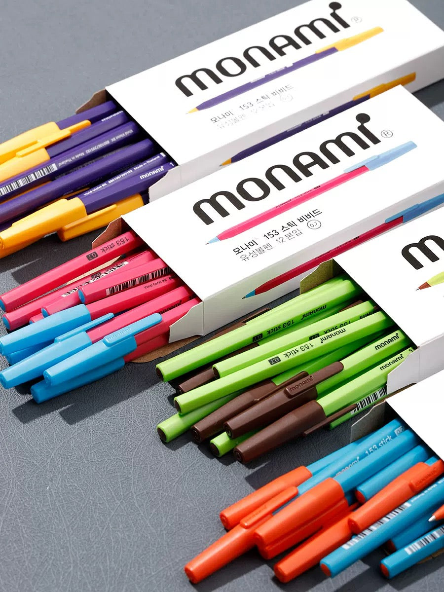Korean Monami 0.7mm Black Ballpoint Pens (set of 12)