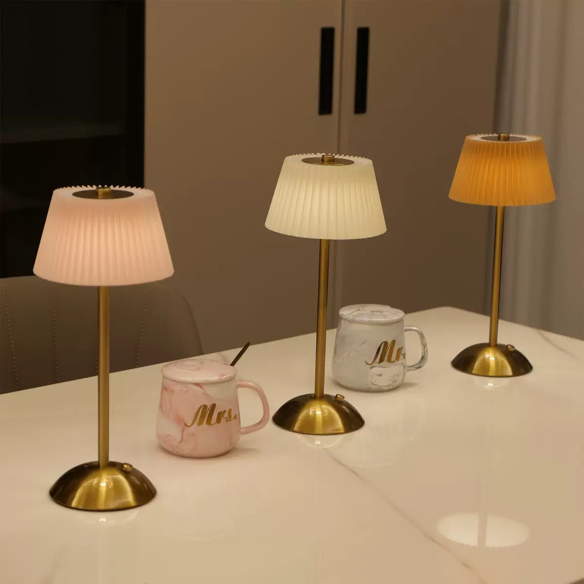 Rechargeable LED Pleated Table Lamp for creating a warm and cozy environment