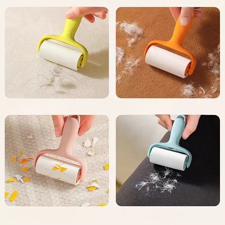 Portable Pocket Lint roller with 2 extra replaceable paper rolls and carry case