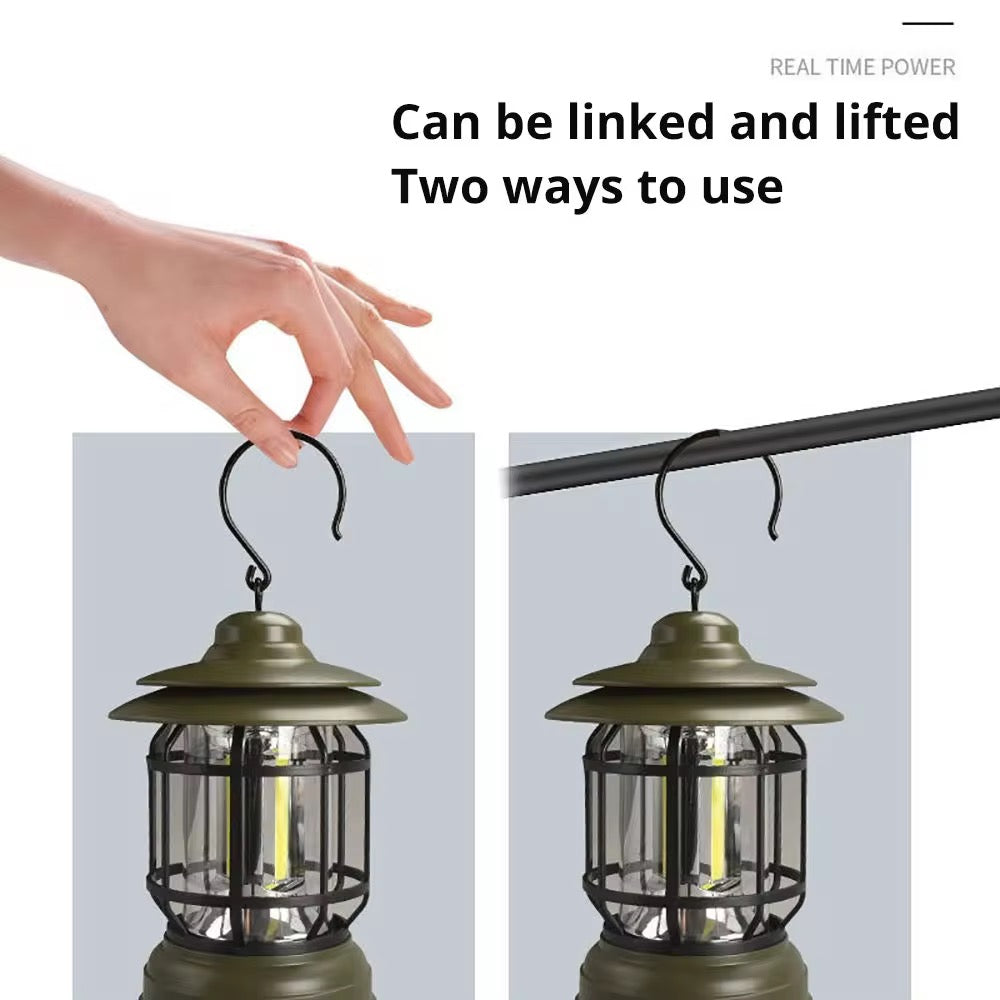 Rechargeable Retro Camping Light with Replaceable Lithium ion Battery