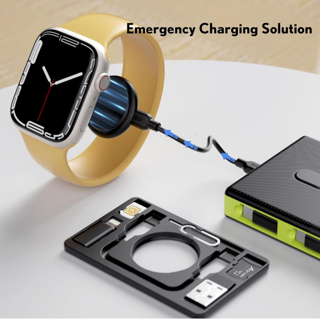 PZOZ 7-in-1 Apple Watch Fast Charging Portable Card Clip