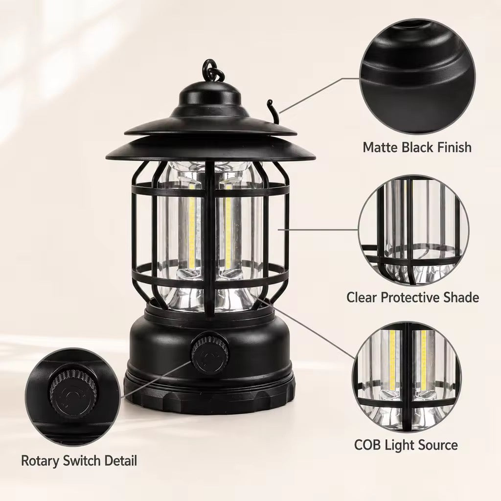 Rechargeable Retro Camping Light with Replaceable Lithium ion Battery