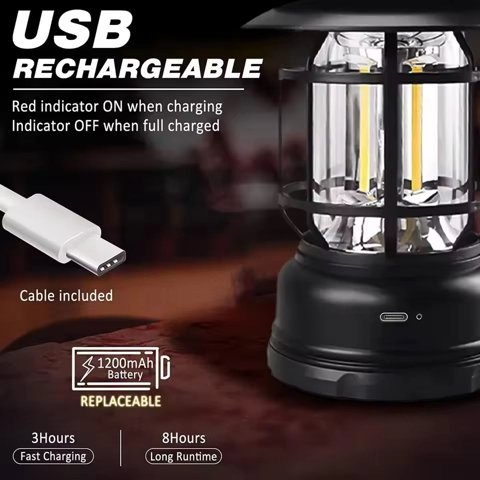 Rechargeable Retro Camping Light with Replaceable Lithium ion Battery