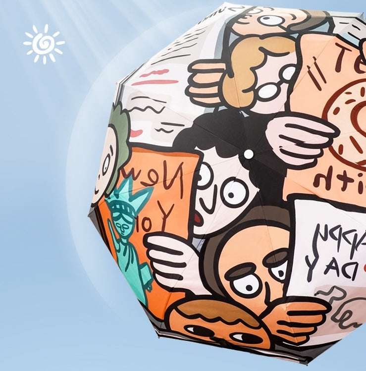 Happy Day New Yorker Printed Autofold All Season Umbrella