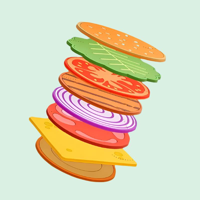 8pc Hamburger Insulating Flexible Coaster