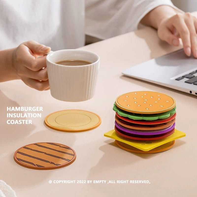 8pc Hamburger Insulating Flexible Coaster