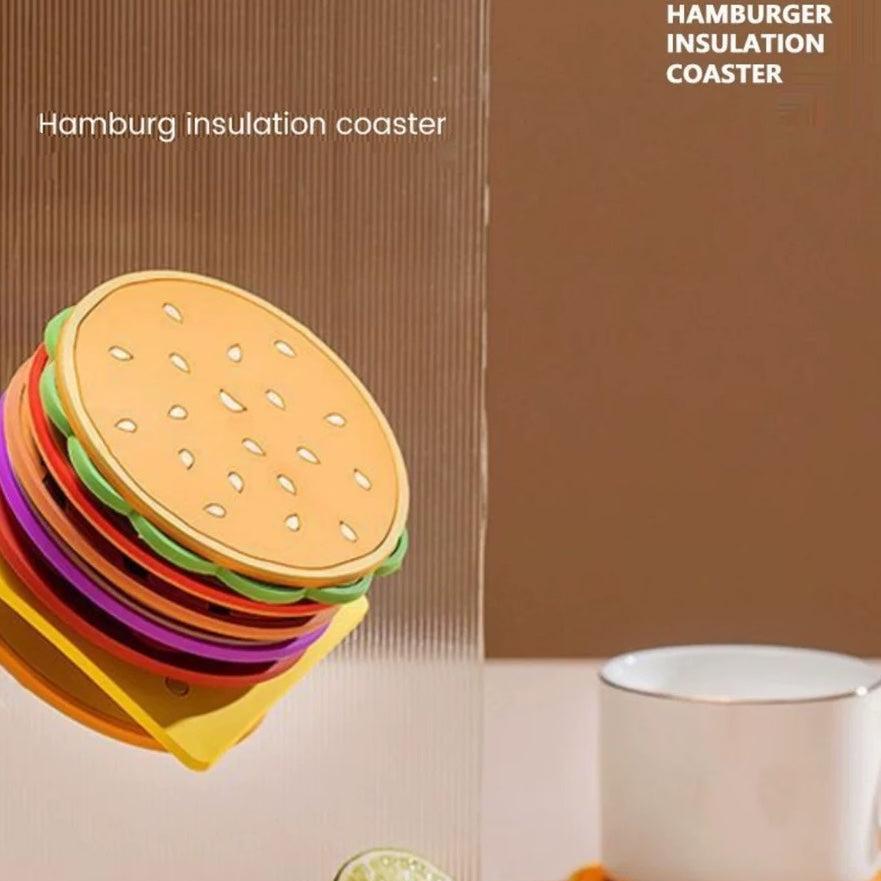 8pc Hamburger Insulating Flexible Coaster