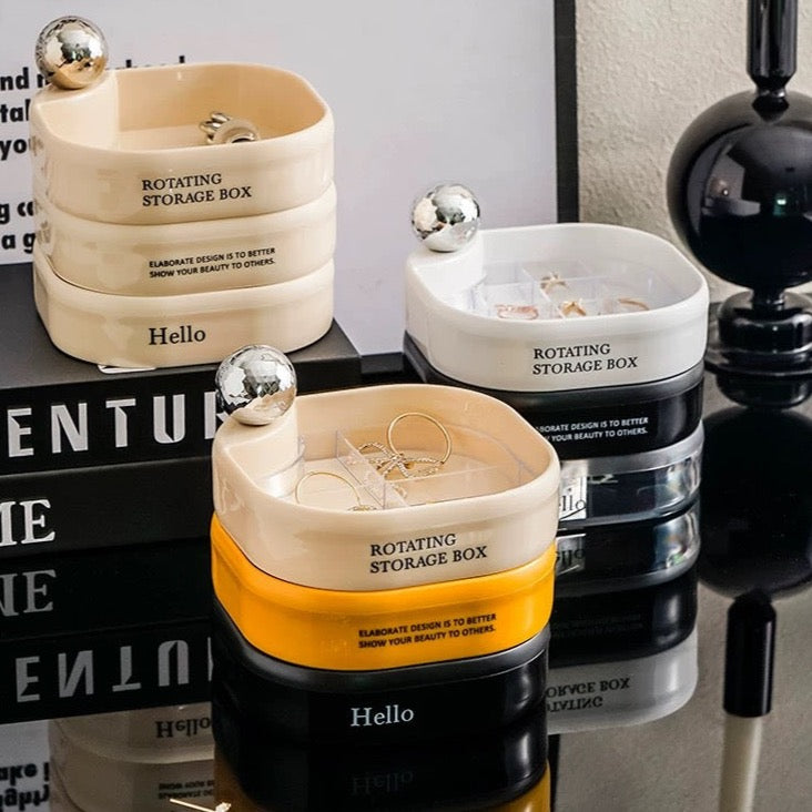 Triple layer 360 Degree Rotating Storage box with insert tray