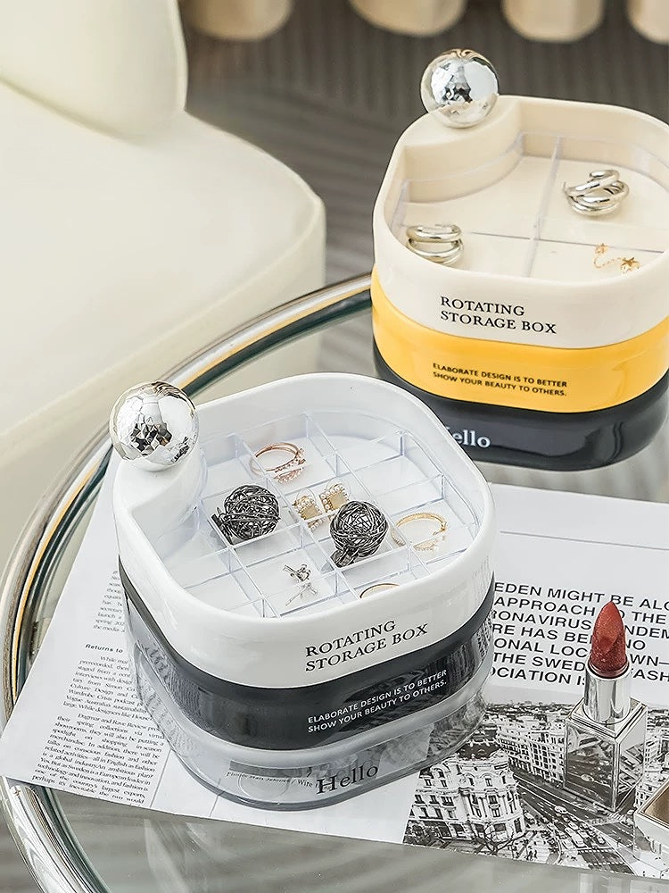 Triple layer 360 Degree Rotating Storage box with insert tray