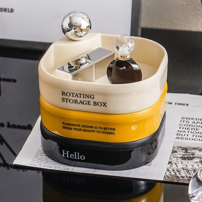 Triple layer 360 Degree Rotating Storage box with insert tray